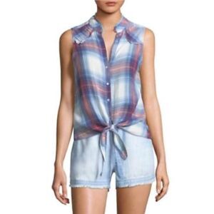 Cloth & Stone plaid front tie shirt